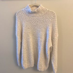 White Fuzzy Turtleneck Sweater